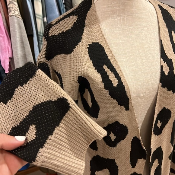 Animal Print Long Open Cardigan size Large - Picture 4 of 11